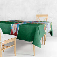 Merry Christmas Tablecloth Funny Santa Claus Cards Photo and Polynesian Pattern Green Color LT03 - Polynesian Pride