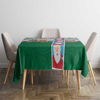 Merry Christmas Tablecloth Funny Santa Claus Cards Photo and Polynesian Pattern Green Color LT03 - Polynesian Pride