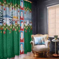 Merry Christmas Window Curtain Funny Santa Claus Cards Photo and Polynesian Pattern Green Color LT03 - Polynesian Pride