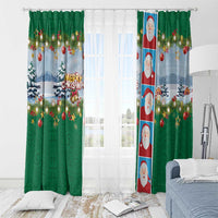 Merry Christmas Window Curtain Funny Santa Claus Cards Photo and Polynesian Pattern Green Color LT03 - Polynesian Pride