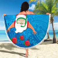 Hawaiian Santa Claus Snorkeling Beach Blanket Kakau and Polynesian Pattern LT03 - Polynesian Pride