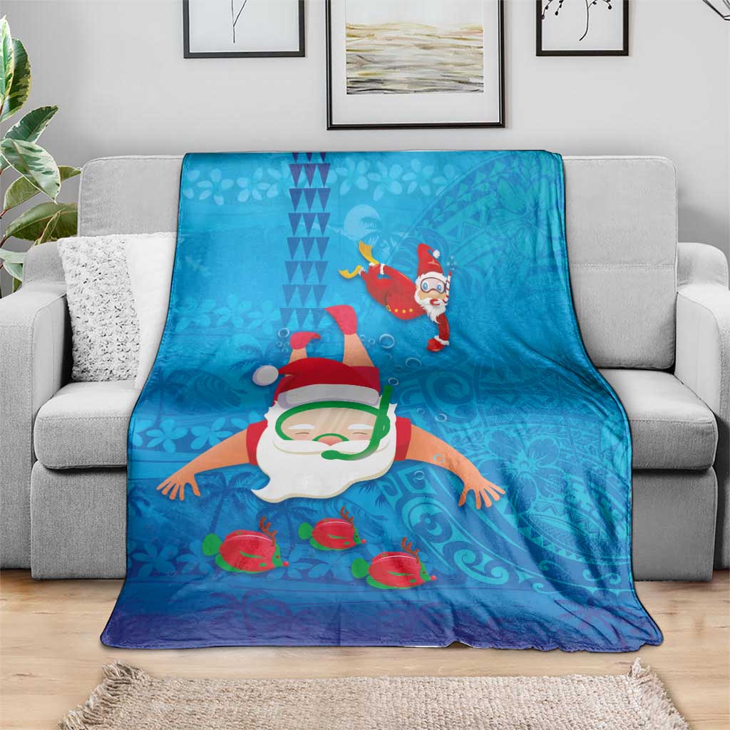Hawaiian Santa Claus Snorkeling Blanket Kakau and Polynesian Pattern LT03 - Polynesian Pride
