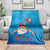 Hawaiian Santa Claus Snorkeling Blanket Kakau and Polynesian Pattern