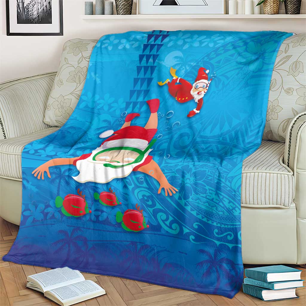 Hawaiian Santa Claus Snorkeling Blanket Kakau and Polynesian Pattern LT03 - Polynesian Pride