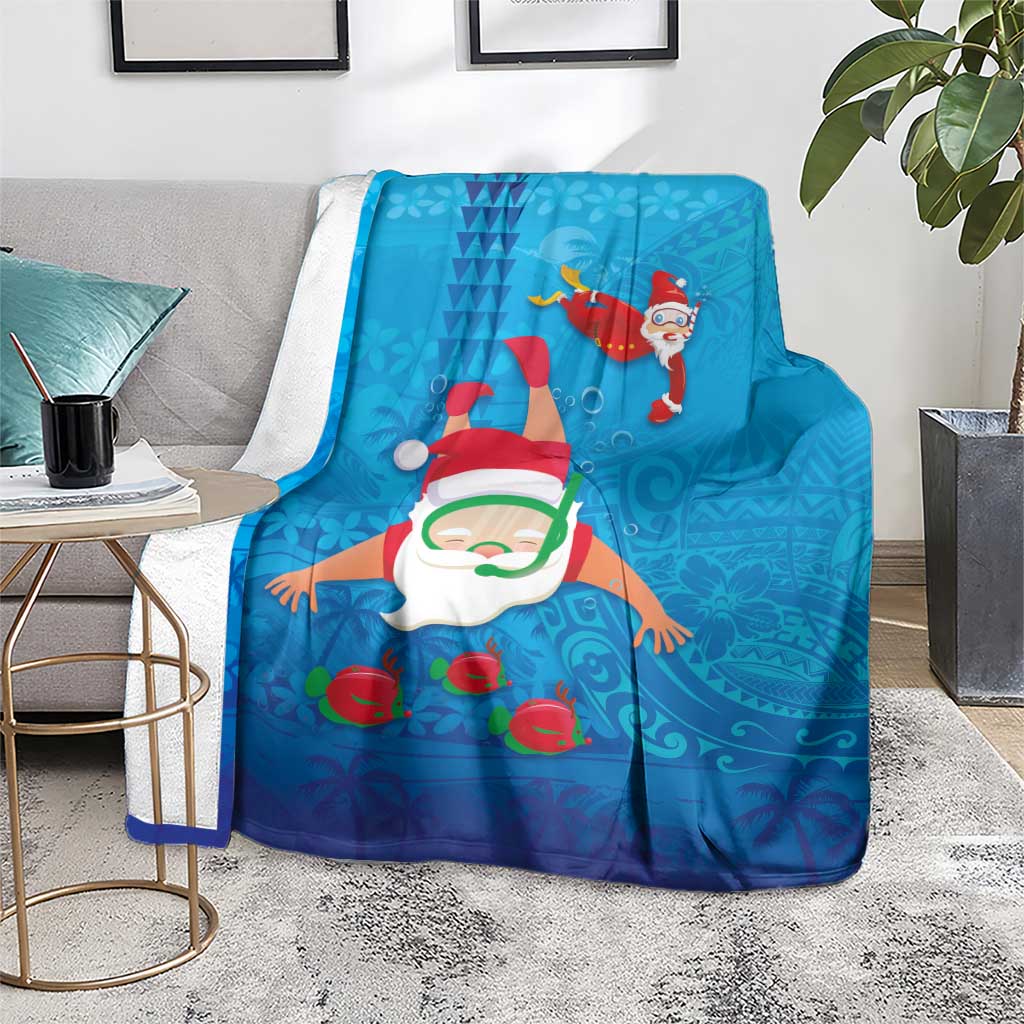 Hawaiian Santa Claus Snorkeling Blanket Kakau and Polynesian Pattern LT03 - Polynesian Pride