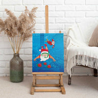 Hawaiian Santa Claus Snorkeling Canvas Wall Art Kakau and Polynesian Pattern LT03 - Polynesian Pride