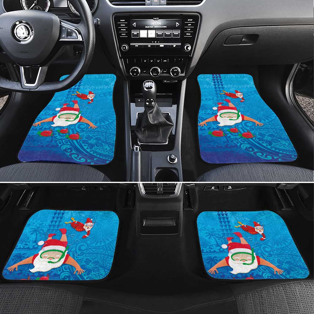 Hawaiian Santa Claus Snorkeling Car Mats Kakau and Polynesian Pattern