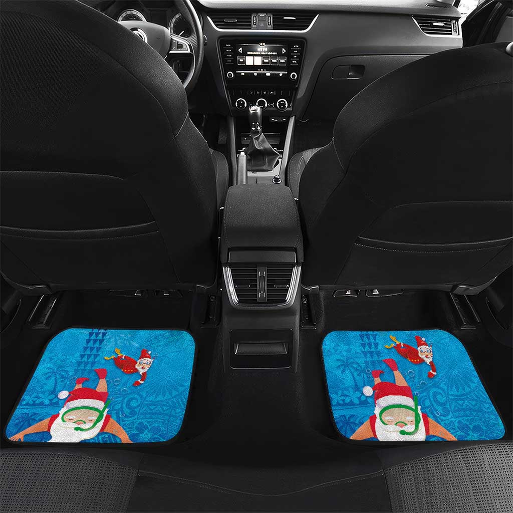 Hawaiian Santa Claus Snorkeling Car Mats Kakau and Polynesian Pattern