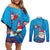 Hawaiian Santa Claus Snorkeling Couples Matching Off Shoulder Short Dress and Long Sleeve Button Shirt Kakau and Polynesian Pattern