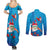 Hawaiian Santa Claus Snorkeling Couples Matching Summer Maxi Dress and Long Sleeve Button Shirt Kakau and Polynesian Pattern