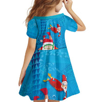 Hawaiian Santa Claus Snorkeling Family Matching Off Shoulder Maxi Dress and Hawaiian Shirt Kakau and Polynesian Pattern