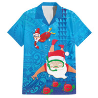 Hawaiian Santa Claus Snorkeling Family Matching Off Shoulder Maxi Dress and Hawaiian Shirt Kakau and Polynesian Pattern