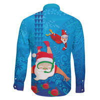 Hawaiian Santa Claus Snorkeling Family Matching Off Shoulder Maxi Dress and Hawaiian Shirt Kakau and Polynesian Pattern