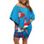 Hawaiian Santa Claus Snorkeling Family Matching Off Shoulder Short Dress and Hawaiian Shirt Kakau and Polynesian Pattern