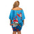 Hawaiian Santa Claus Snorkeling Family Matching Off Shoulder Short Dress and Hawaiian Shirt Kakau and Polynesian Pattern