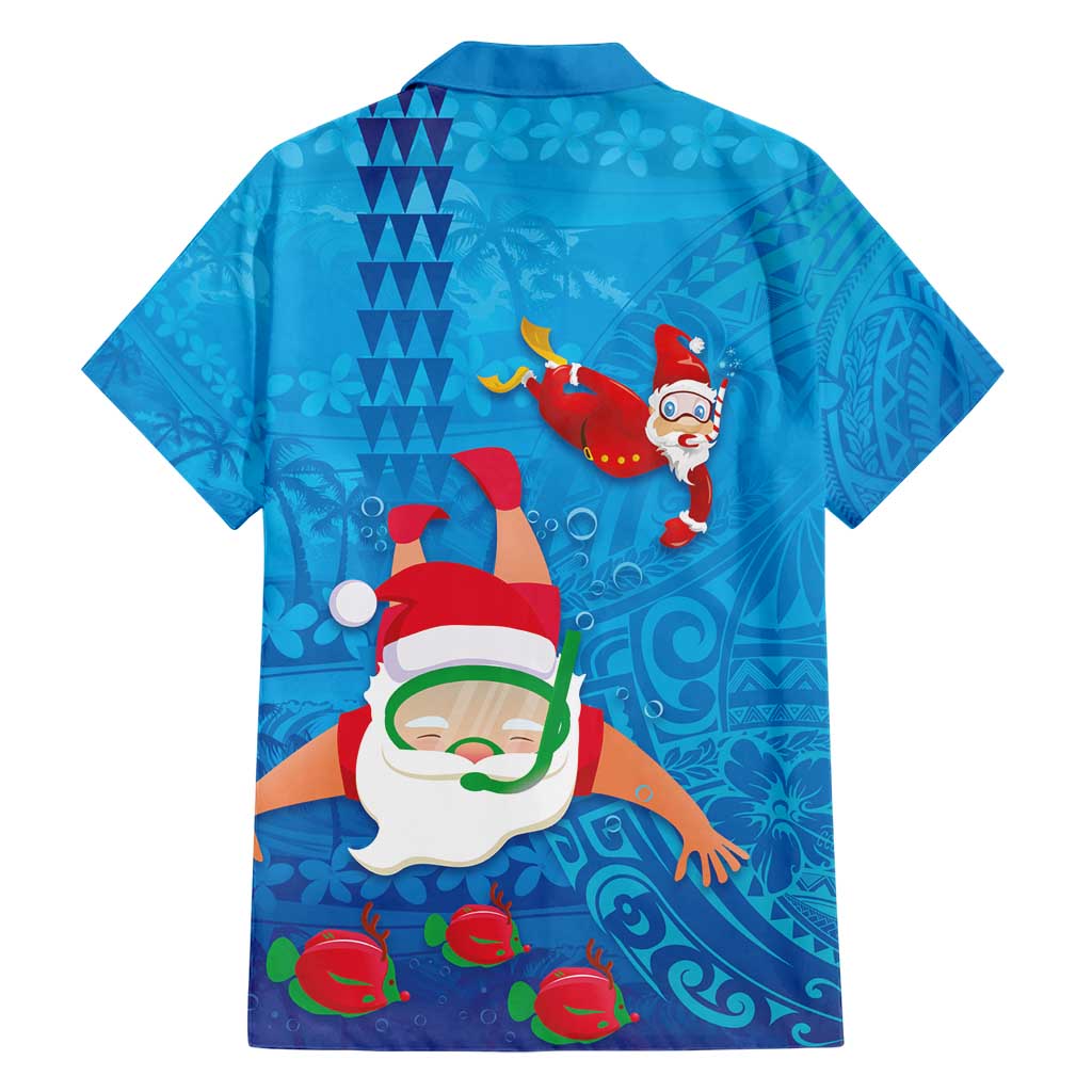 Hawaiian Santa Claus Snorkeling Hawaiian Shirt Kakau and Polynesian Pattern LT03 - Polynesian Pride