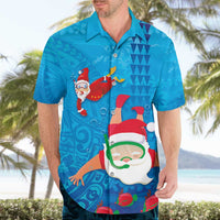 Hawaiian Santa Claus Snorkeling Hawaiian Shirt Kakau and Polynesian Pattern LT03 - Polynesian Pride