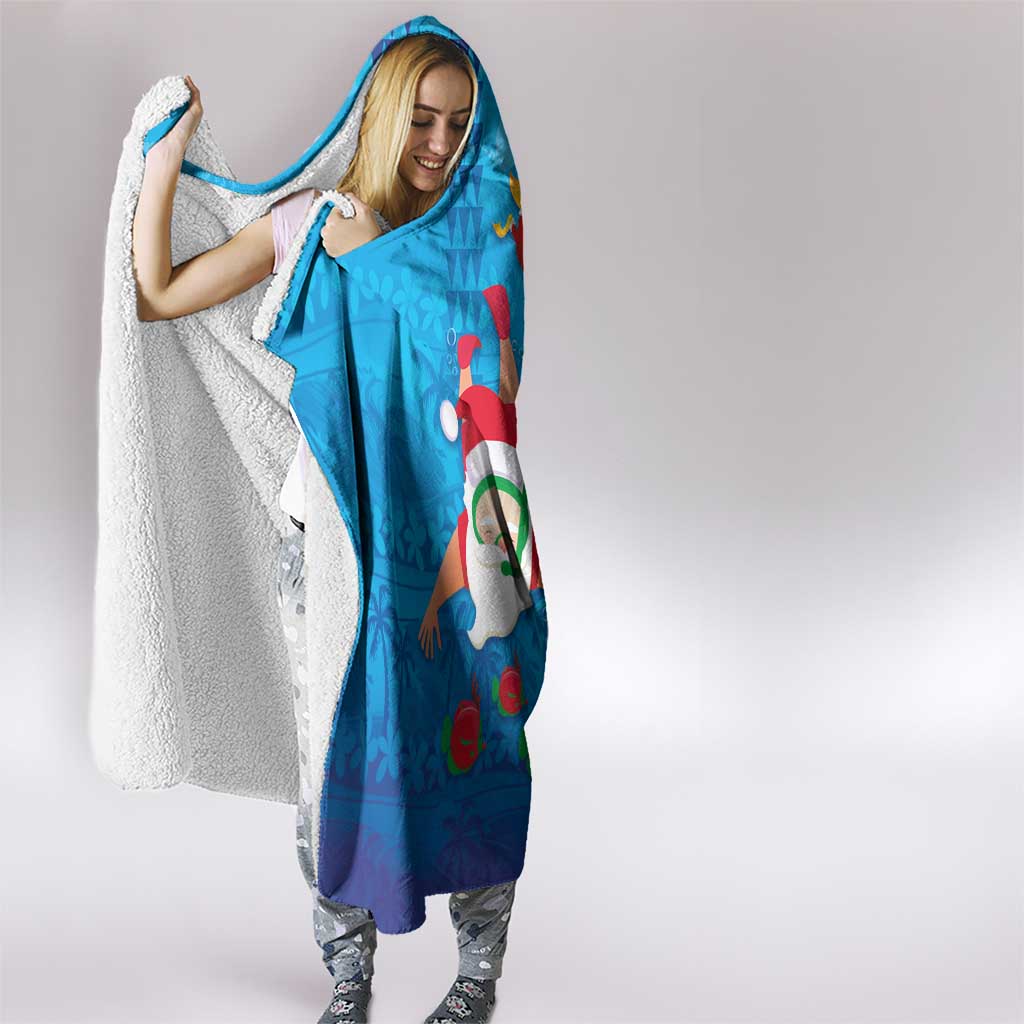 Hawaiian Santa Claus Snorkeling Hooded Blanket Kakau and Polynesian Pattern LT03 - Polynesian Pride