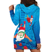 Hawaiian Santa Claus Snorkeling Hoodie Dress Kakau and Polynesian Pattern LT03 - Polynesian Pride