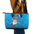 Hawaiian Santa Claus Snorkeling Leather Tote Bag Kakau and Polynesian Pattern