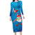 Hawaiian Santa Claus Snorkeling Long Sleeve Bodycon Dress Kakau and Polynesian Pattern