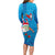 Hawaiian Santa Claus Snorkeling Long Sleeve Bodycon Dress Kakau and Polynesian Pattern