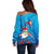 Hawaiian Santa Claus Snorkeling Off Shoulder Sweater Kakau and Polynesian Pattern