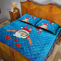 Hawaiian Santa Claus Snorkeling Quilt Bed Set Kakau and Polynesian Pattern