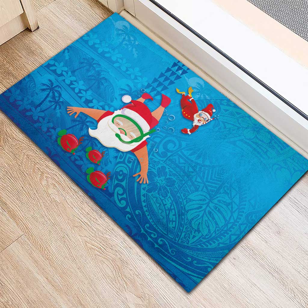 Hawaiian Santa Claus Snorkeling Rubber Doormat Kakau and Polynesian Pattern LT03 - Polynesian Pride