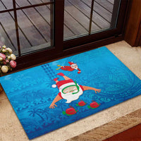 Hawaiian Santa Claus Snorkeling Rubber Doormat Kakau and Polynesian Pattern LT03 - Polynesian Pride