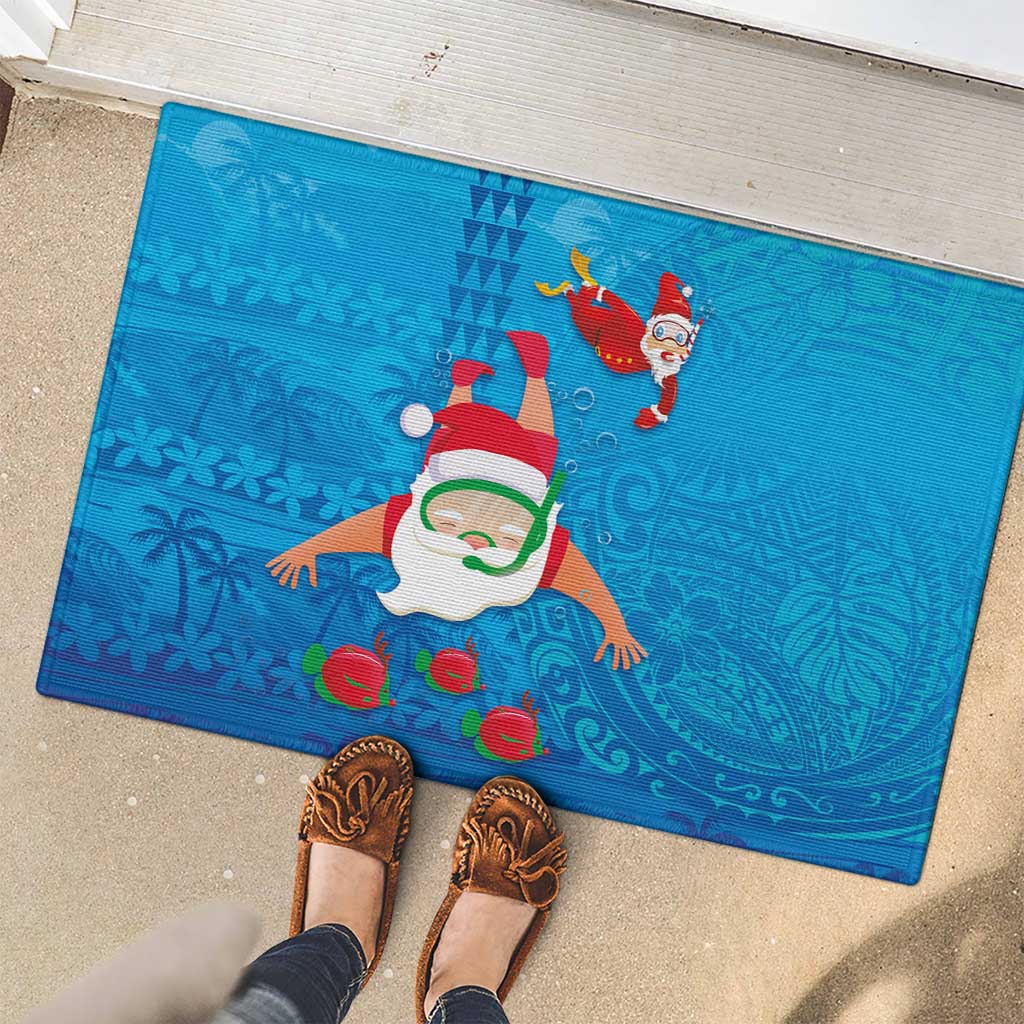 Hawaiian Santa Claus Snorkeling Rubber Doormat Kakau and Polynesian Pattern LT03 - Polynesian Pride
