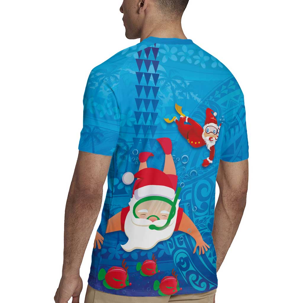 Hawaiian Santa Claus Snorkeling Rugby Jersey Kakau and Polynesian Pattern LT03 - Polynesian Pride