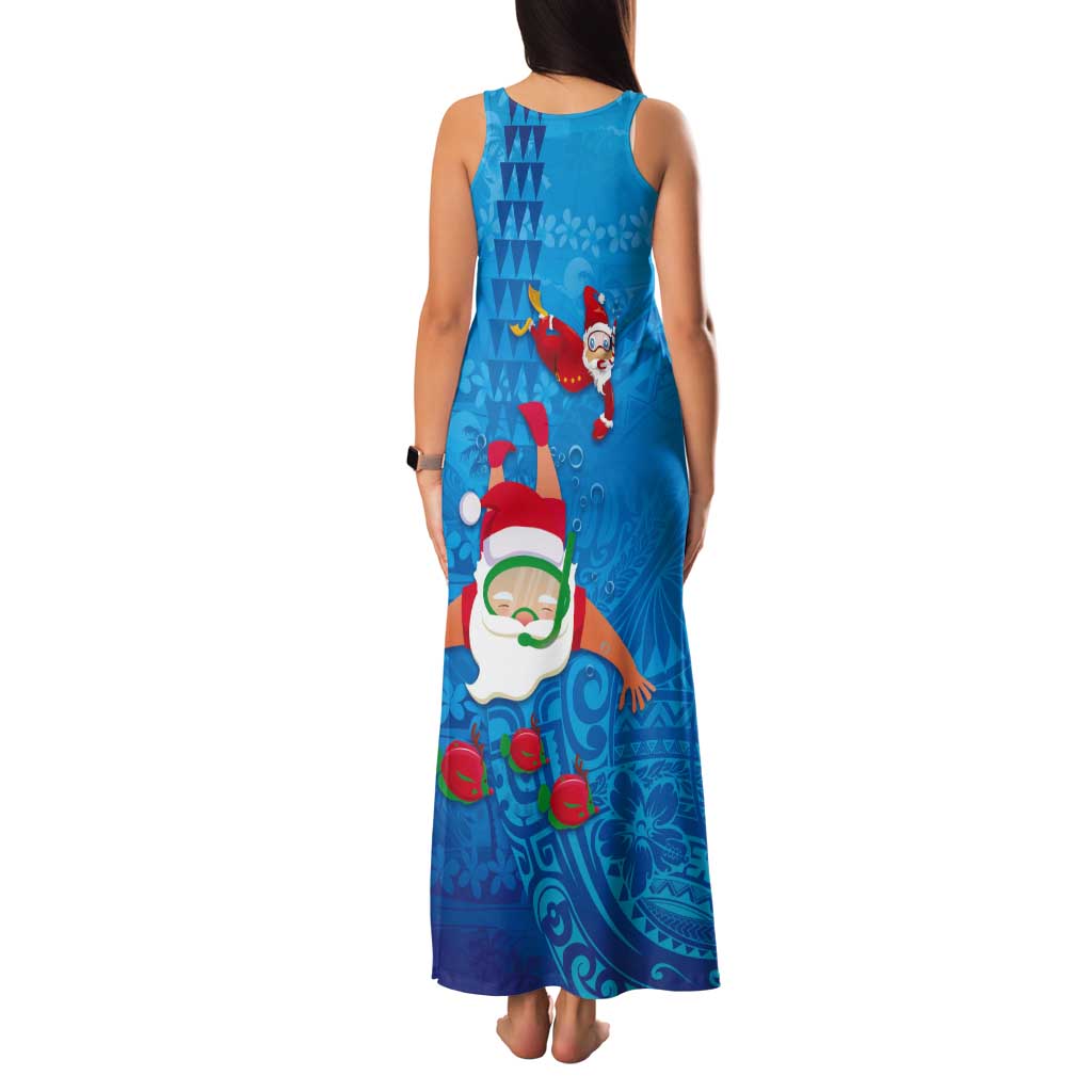 Hawaiian Santa Claus Snorkeling Tank Maxi Dress Kakau and Polynesian Pattern LT03 - Polynesian Pride