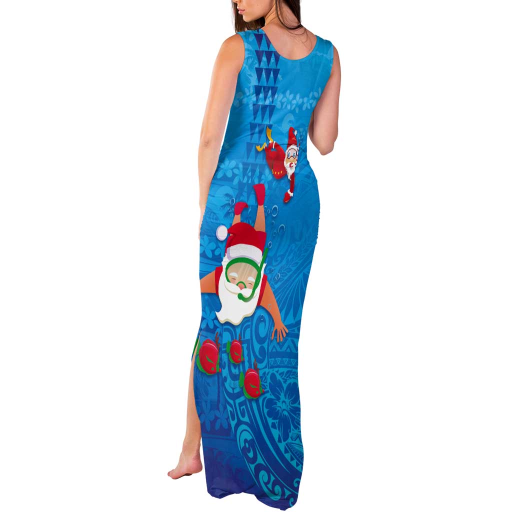 Hawaiian Santa Claus Snorkeling Tank Maxi Dress Kakau and Polynesian Pattern LT03 - Polynesian Pride