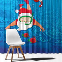 Hawaiian Santa Claus Snorkeling Window Curtain Kakau and Polynesian Pattern LT03 - Polynesian Pride