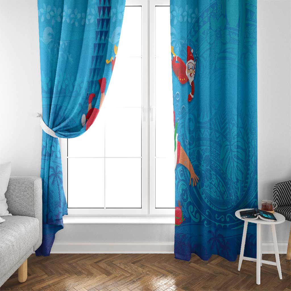 Hawaiian Santa Claus Snorkeling Window Curtain Kakau and Polynesian Pattern LT03 - Polynesian Pride