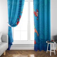 Hawaiian Santa Claus Snorkeling Window Curtain Kakau and Polynesian Pattern LT03 - Polynesian Pride