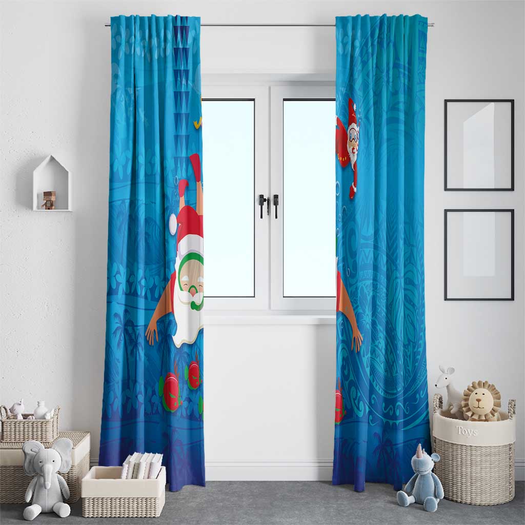 Hawaiian Santa Claus Snorkeling Window Curtain Kakau and Polynesian Pattern LT03 - Polynesian Pride