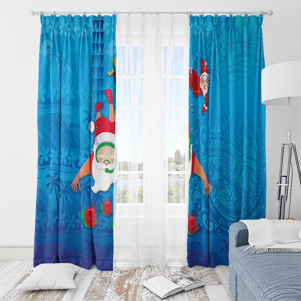 Hawaiian Santa Claus Snorkeling Window Curtain Kakau and Polynesian Pattern LT03 - Polynesian Pride