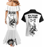 South Africa and New Zealand Couples Matching Mermaid Dress and Hawaiian Shirt Champion History Go Final 2023 Vintage Style LT03 - Polynesian Pride