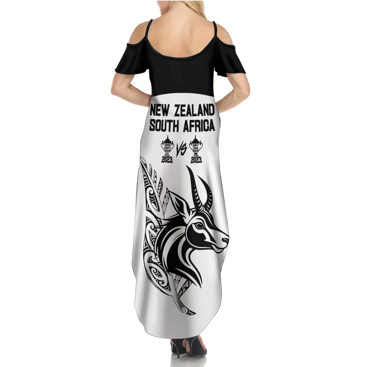 South Africa and New Zealand Family Matching Summer Maxi Dress and Hawaiian Shirt Champion History Go Final 2023 Vintage Style LT03 - Polynesian Pride