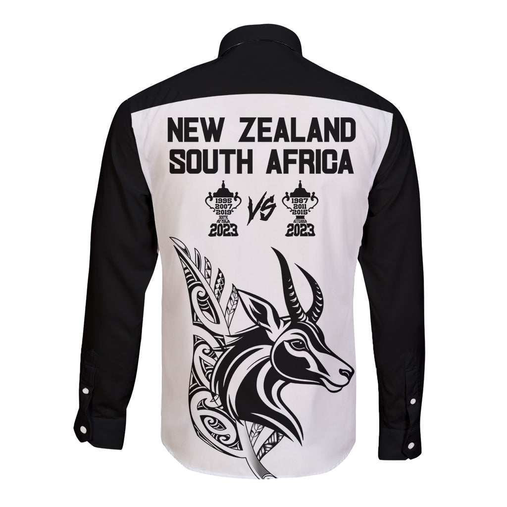 South Africa and New Zealand Long Sleeve Button Shirt Champion History Go Final 2023 Vintage Style LT03 - Polynesian Pride
