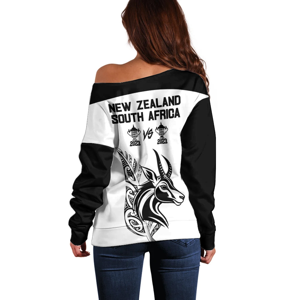 South Africa and New Zealand Off Shoulder Sweater Champion History Go Final 2023 Vintage Style LT03 - Polynesian Pride