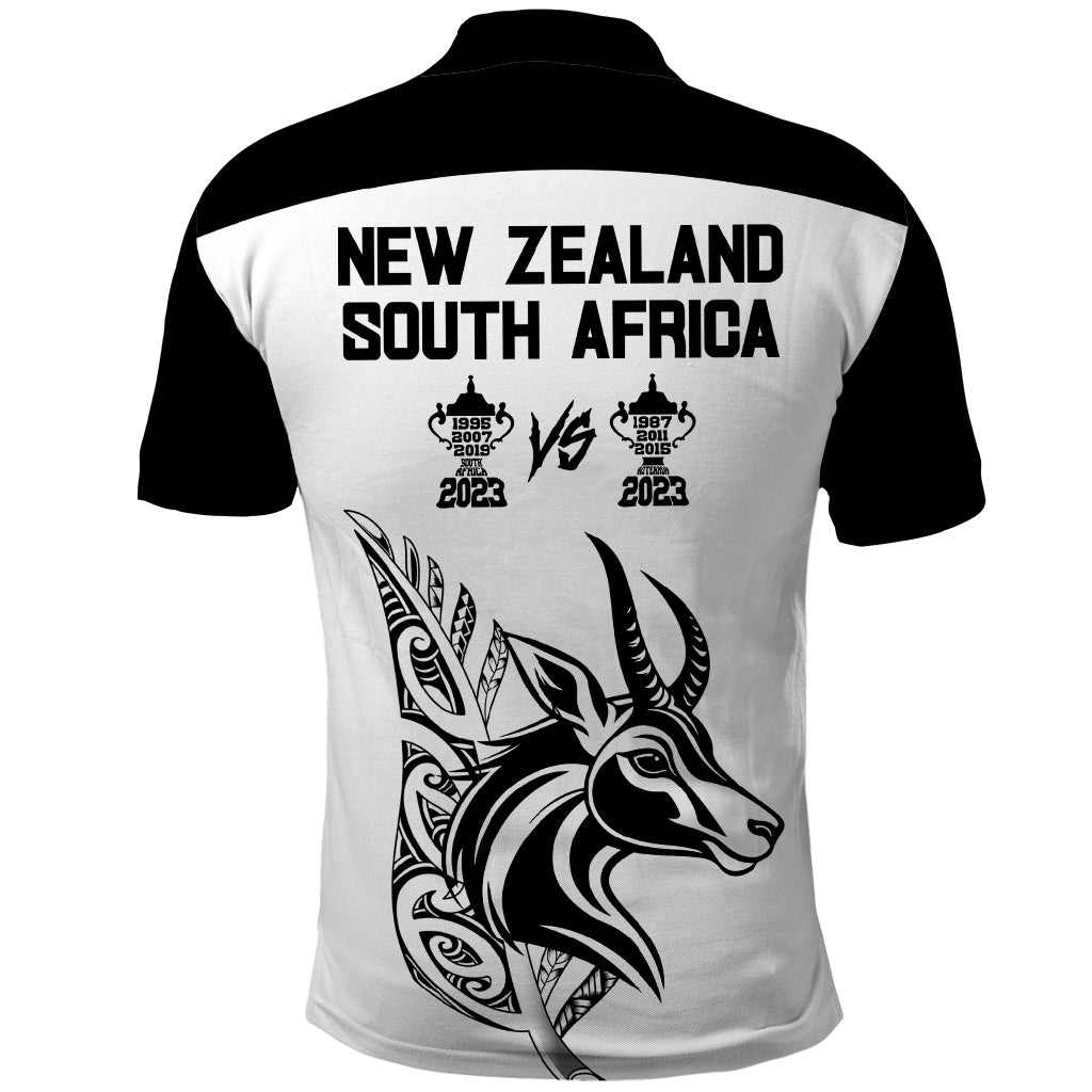 South Africa and New Zealand Polo Shirt Champion History Go Final 2023 Vintage Style LT03 - Polynesian Pride