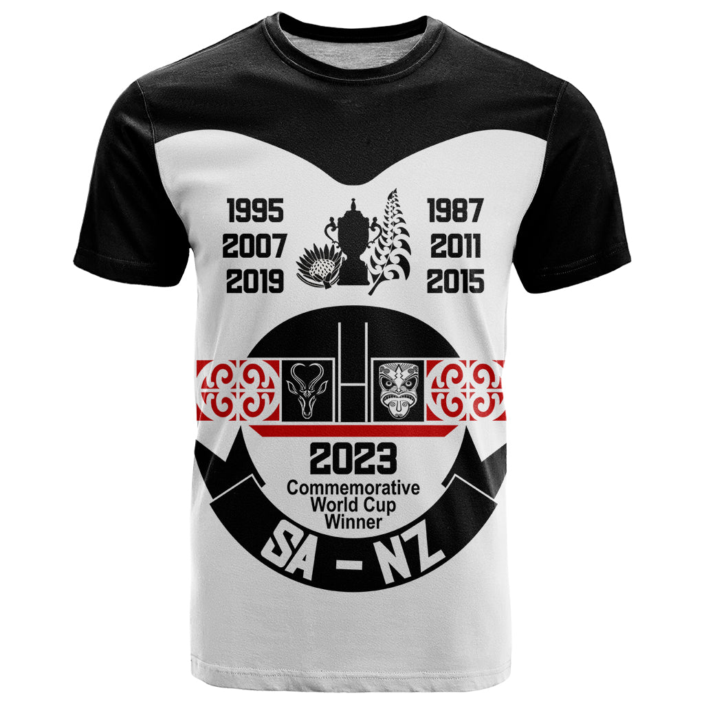 South Africa and New Zealand T Shirt Champion History Go Final 2023 Vintage Style LT03 White - Polynesian Pride