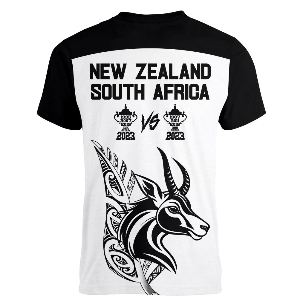 South Africa and New Zealand Women V Neck T Shirt Champion History Go Final 2023 Vintage Style LT03 - Polynesian Pride
