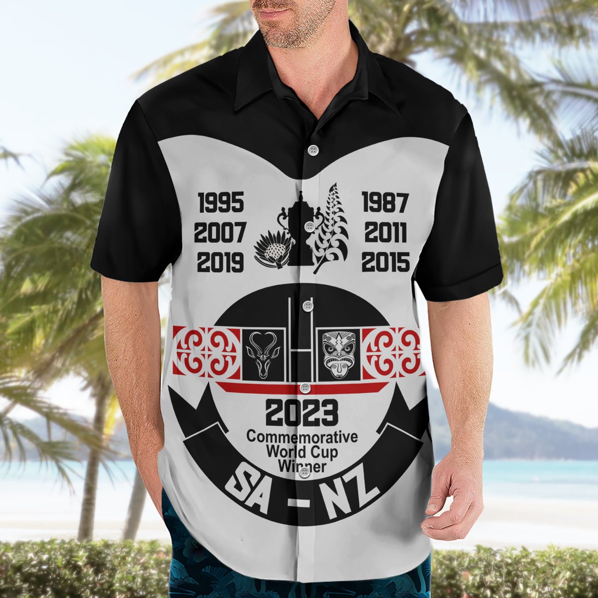 Personalised South Africa and New Zealand Hawaiian Shirt Champion History Go Final 2023 Vintage Style LT03 - Polynesian Pride