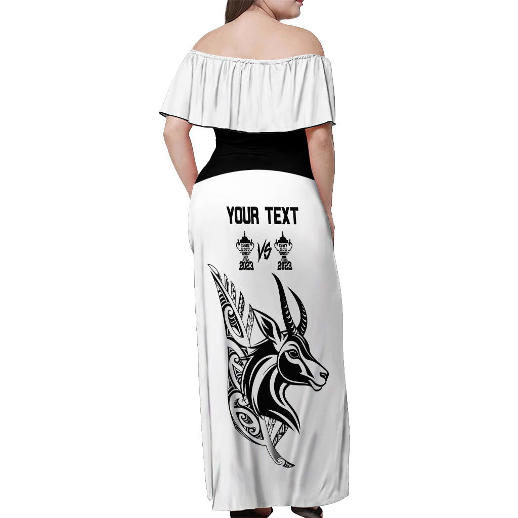 Personalised South Africa and New Zealand Off Shoulder Maxi Dress Champion History Go Final 2023 Vintage Style LT03 - Polynesian Pride