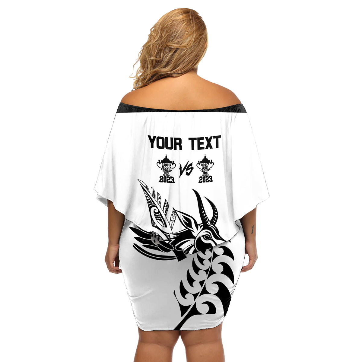 Personalised South Africa and New Zealand Off Shoulder Short Dress Champion History Go Final 2023 Vintage Style LT03 - Polynesian Pride