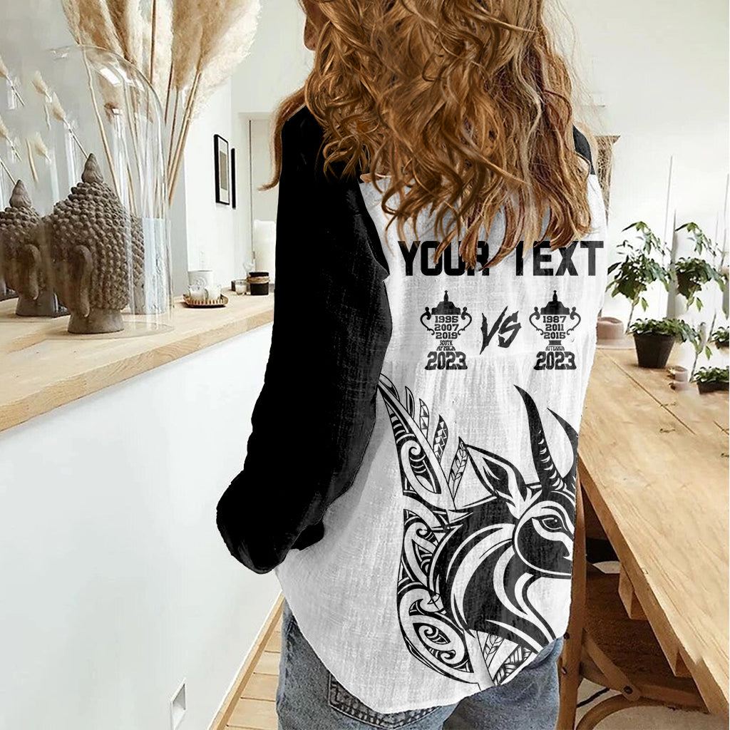 Personalised South Africa and New Zealand Women Casual Shirt Champion History Go Final 2023 Vintage Style LT03 - Polynesian Pride